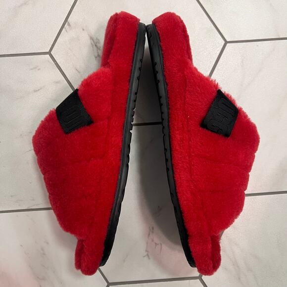 Ugg Red Fluff You Slip On Plush Slippers Size 8 Mens - Picture 5 of 7